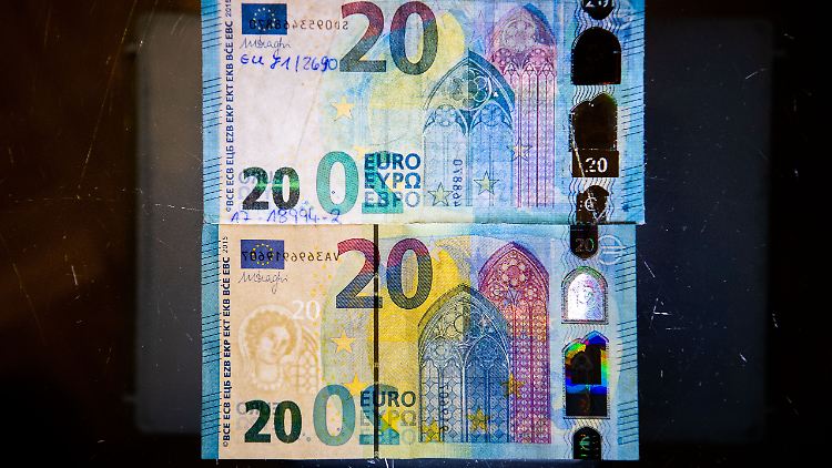 Der 20-Euro-Schein gehört zu den am häufigsten gefälschten Banknoten.