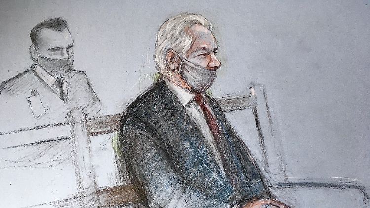 Der Wikileaks-Gründer Julian Assange verfolgte den Pronzess in London mit Mund-Nasen-Schutz.