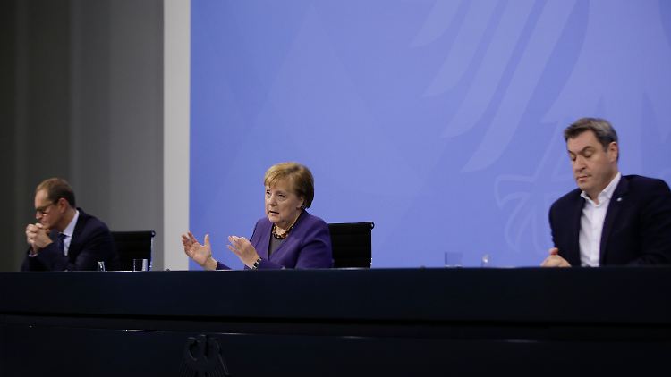 Merkel und die Vorsitzenden der Ministerpräsidentenkonferenz, Müller und Söder, haben wieder einiges zu besprechen. (Archivbild)