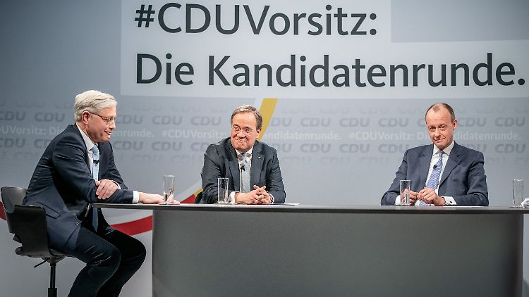 Röttgen, Laschet und Merz zeigten sich sehr konzentriert.