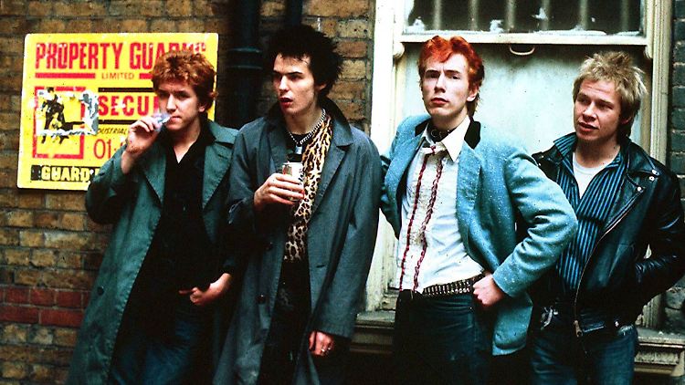 Die Sex Pistols Steve Jones, Sid Vicious, Johnny Rotten und Paul Cook (v.l.) 1978 in London.