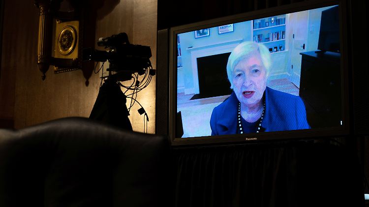 Yellen wird für die Anhörung zugeschaltet.