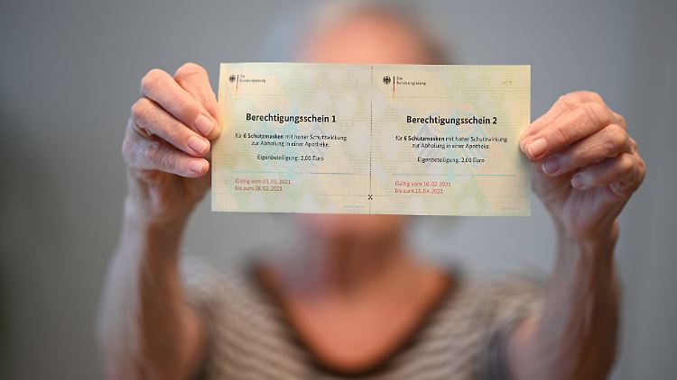 Mit einem solchen Gutschein können sich Empfänger vergünstigte FFP2-Masken besorgen.