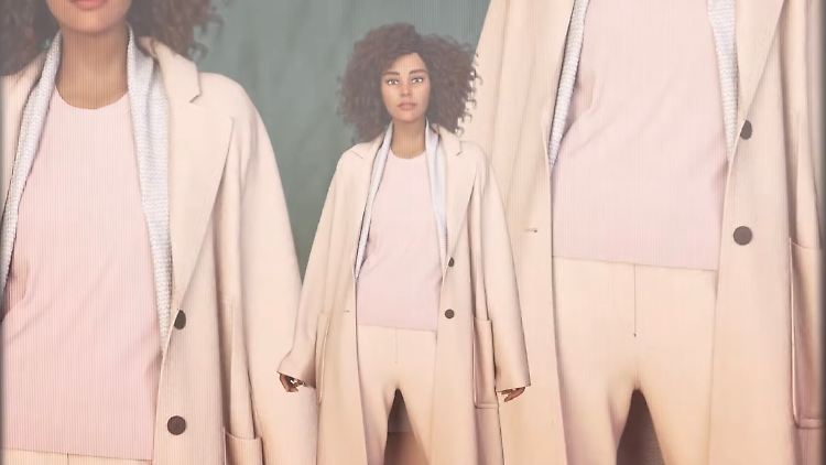 Kaum zu unterscheiden: Ein Avatar aus dem Film "How Wonderful" (Foto: Screenshot Marc Cain Fashion Film Fall/Winter 2021 "How Wonderful")