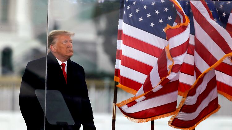 Donald Trump am 6. Januar bei der Kundgebung, von der aus zum Sturm auf das Kapitol aufgerufen wurde.