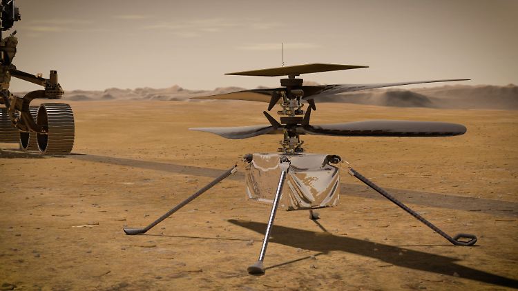 In 30 bis 60 Tagen soll Helikopter "Ingenuity" den Mars aus der Vogelperspektive erkunden.
