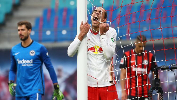 Yussuf Poulsen und RB Leipzig bissen sich an den Frankfurtern die Zähne aus.