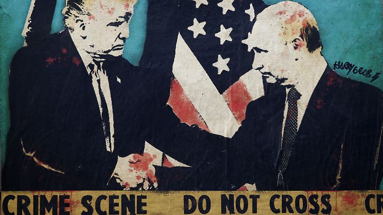 Ein Wandbild in Rom zeigt Putin und Trump, die einander wiederholt ihre persönliche Wertschätzung beteuerten.