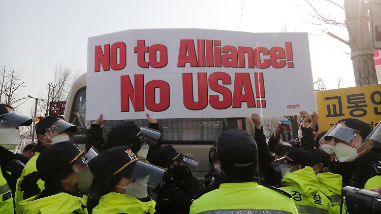 Auch in Südkorea gab es Proteste gegen den US-Besuch.