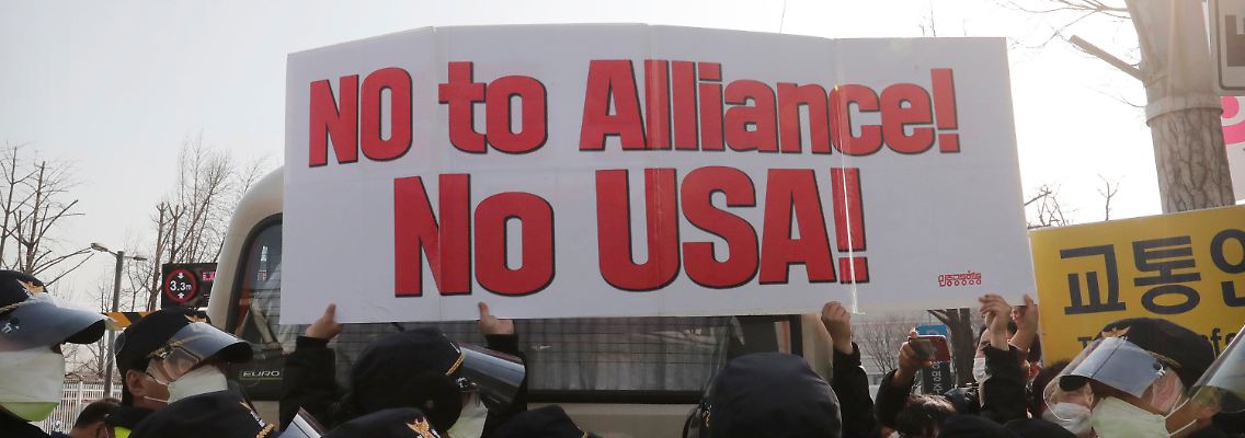 Auch in Südkorea gab es Proteste gegen den US-Besuch.