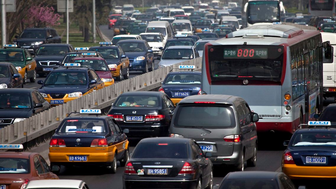 Verstopfte Straßen in der chinesischen Hauptstadt Peking.