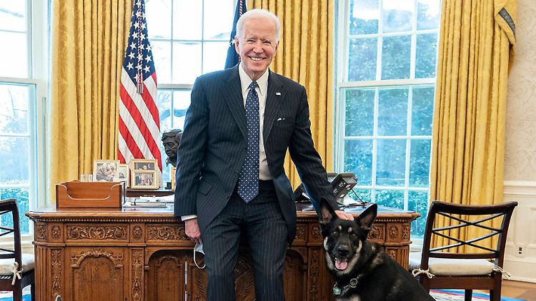 Biden mit Schäferhund "Major".