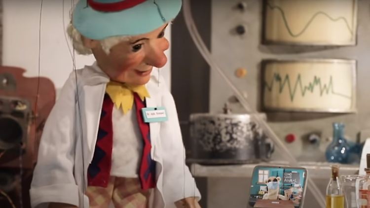 Zugeschaltet per Video ins Labor von Dr. Kasperl: Erdmännchen Erwin.