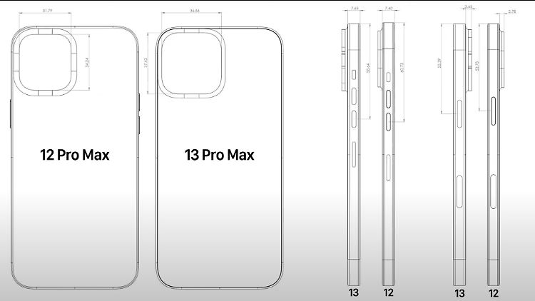 Ein Vergleich der Maße des iPhone 12 Pro Max und des angeblichen iPhone 13 Pro Max.