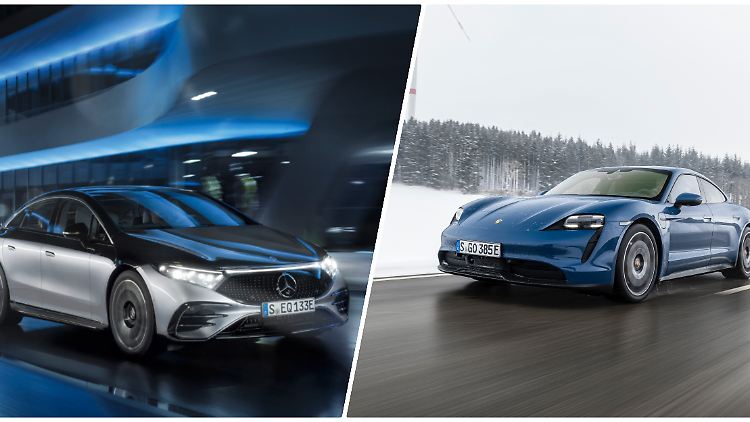 Während Mercedes selbst bei seinem EQS auf 400 Volt setzt, präferiert Porsche für den Taycan eine 800-Volt-Architektur.