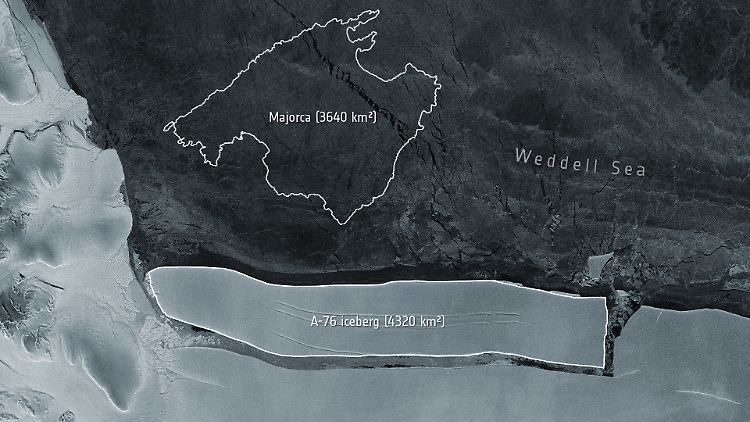 Der Eisberg ist 170 Kilometer lang und 25 Kilometer breit. 