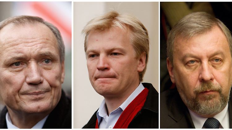 Die fünf Oppositionskandidaten der Präsidentschaftswahlen: Alexander Mikhalevich, Wladimir Nekljajew, Vitali Rymaschewski, Andrei Sannikow and Nikolai Statkevich (von links).
