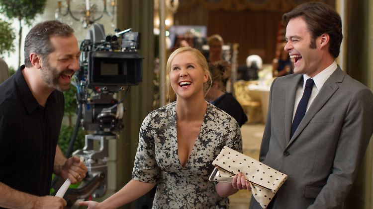 Mit ihr hat man gut lachen: Judd Apatow, Amy Schumer und Bill Hader 2015 am Set von "Trainwreck".