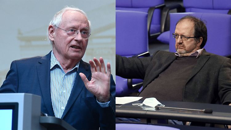 Gegen Lutze (r.) ermittelt die Staatsanwaltschaft. Der Ex-Bundesvorsitzende Lafontaine (l.) ruft zum Boykott.