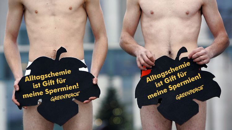 Greenpeace-Aktivisten im Jahr 2005 in Berlin vor dem Bundeskanzleramt.