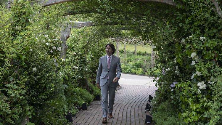 Kanadischer Premierminister beim G7-Gipfel in Cornwall. 