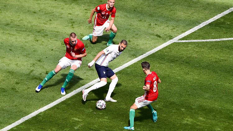 Kaum Durchkommen gab es für Frankreich und Karim Benzema gegen Ungarn.