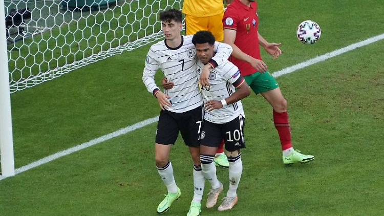 Havertz und Gnabry durften gegen Portugal gleich viermal jubeln.