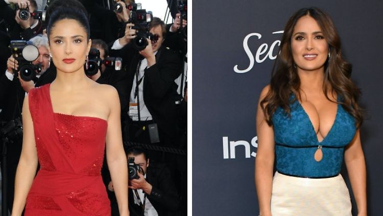 Salma Hayeks Brüste sind zwischen 2010 (l.) und 2020 doch deutlich gewachsen.