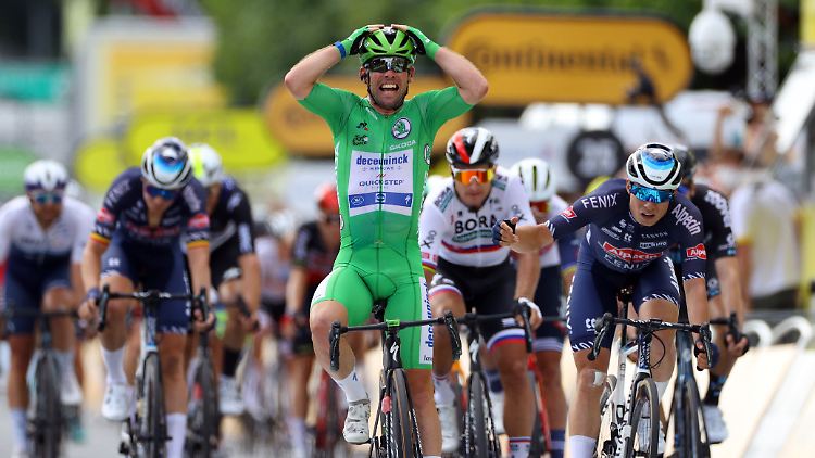 Erleichterter Sieger: Mark Cavendish gewinnt die sechste Tour-Etappe.