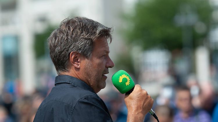 Habeck bei einem Wahlkampfauftritt in Husum.