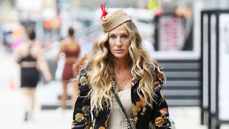 Sarah Jessica Parker am Set der Serie "And just like that" in New York City am 13. Juli 2021.