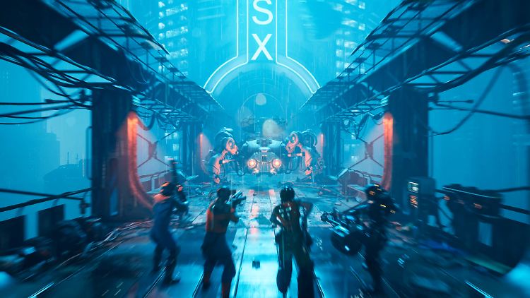 Ob alleine oder mit bis zu vier Spielern wird in "The Ascent" im Neonlicht geballert.
