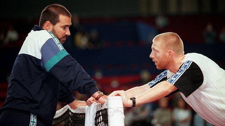 DePalmer und sein Schützling Becker zusammen bei den Euro Card Open 1996 in Stuttgart.