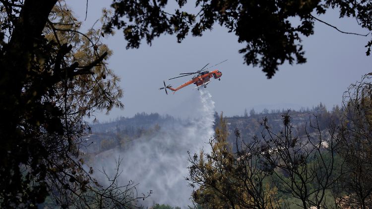 Auf der griechischen Insel Euböa sind mittlerweile viele Feuer erloschen.