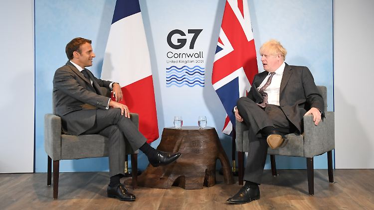 Halten an der Luftbrücke fest: Macron und Johnson beim G7-Gipfel im Juni. 