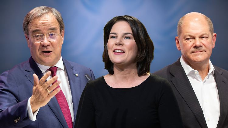 Das zweite Triell der Spitzenkandidaten (v. li.): Armin Laschet (CDU), Annalena Baerbock (Grüne), Olaf Scholz (SPD).