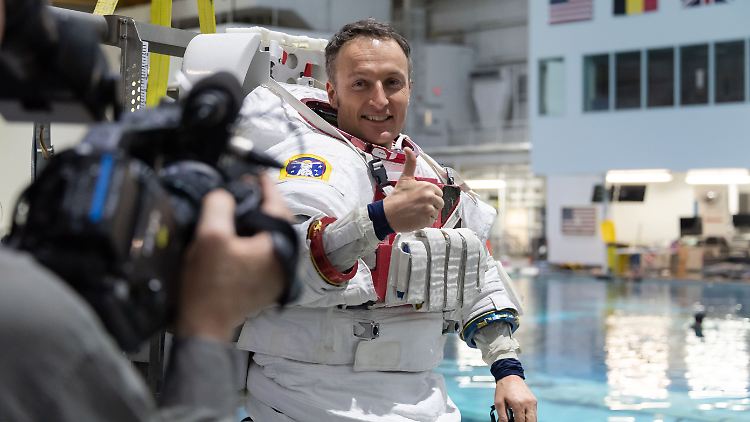 ESA-Astronaut Matthias Maurer beim Training.
