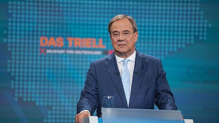 Macht eine Politik, bei der "die Tassen im Schrank" bleiben sollen: CDU-Kanzlerkandidat Armin Laschet beim TV-Triell von RTL .