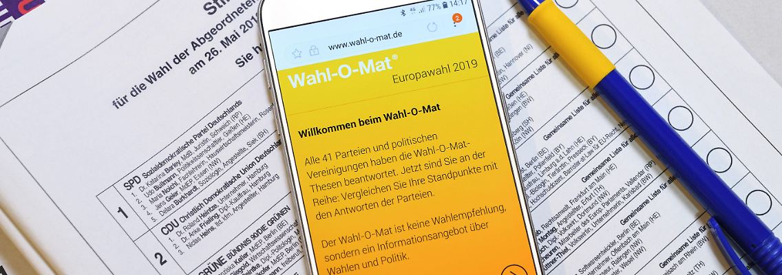 Angebote wie der Wahl-O-Mat sind für viele Menschen eine wichtige Entscheidungshilfe, wie hier bei der Europawahl 2019.