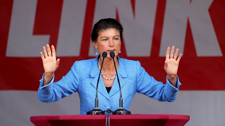 Sahra Wagenknecht, hier bei einem Wahlkampfauftritt in Schwerte, ist Spitzenkandidatin der Linken in Nordrhein-Westfalen.