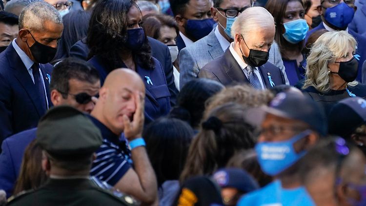 US-Präsident Biden war ebenso am Ground Zero wie der frühere Präsident Obama (l.). George W. Bush sprach in Pennsylvania. Donald Trump glänzte mit Abwesenheit.