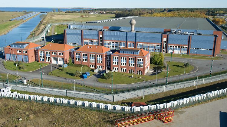 Blick auf den Eingang zum Zwischenlager Lubmin Nord (ZLN) bei Greifswald.