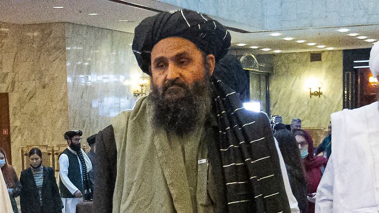 Taliban Vize-Chef Baradar auf einer Konferenz im Süden des Landes.