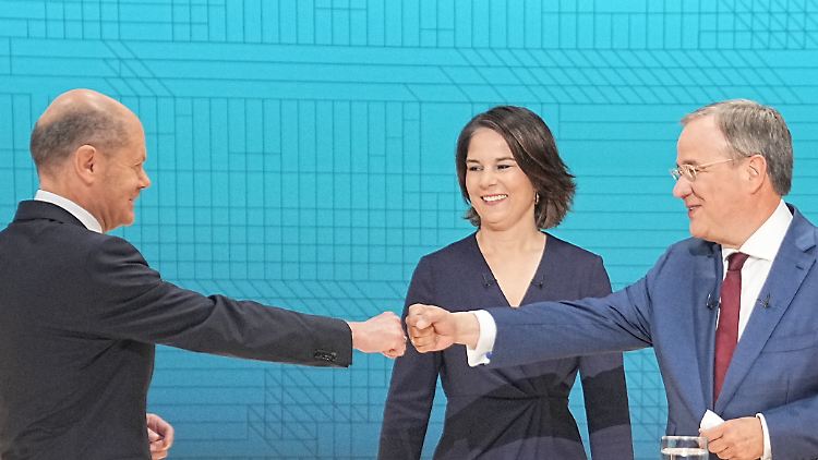 Olaf Scholz, Annalena Baerbock und Armin Laschet beim Triell an vergangenen Sonntag.