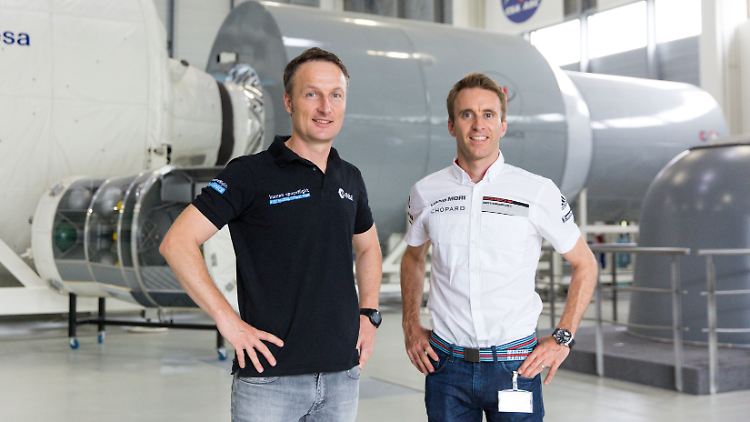 Astronaut Matthias Maurer und Rennfahrer Timo Bernhard.