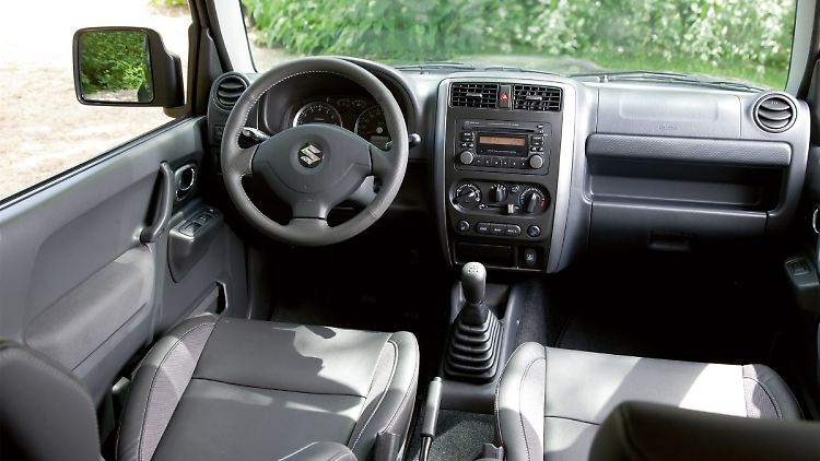 Der Innenraum ist so schlicht, wie der Suzuki Jimny klein ist.