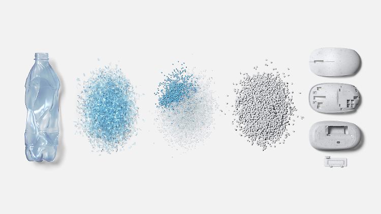 Die Ocean Plastic Mouse besteht zum Teil aus recyceltem Plastik, das aus dem Meer stammt.