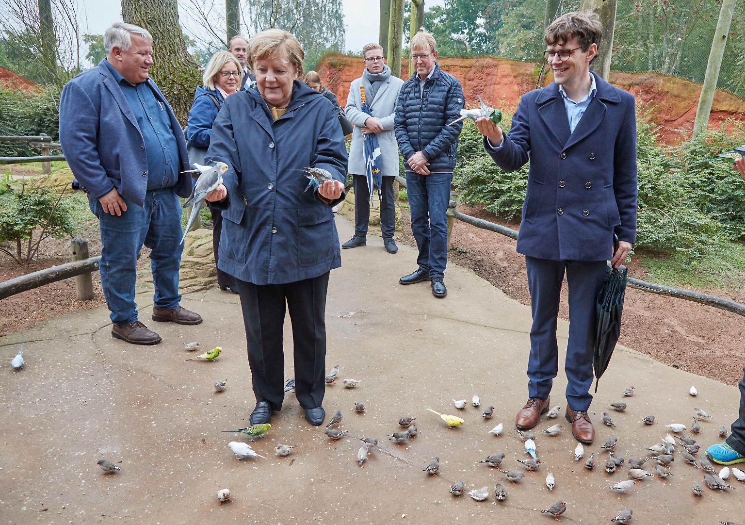 Die Tage von Angela Merkels Kanzlerschaft sind gezählt. Auf der Abschiedstour durch ihren angestammten Wahlkreis in Mecklenburg-Vorpommern darf auch ein Besuch im Vogelpark Marlow nicht fehlen. 
