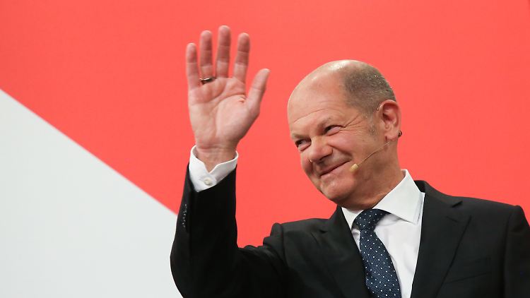 Olaf Scholz auf der Wahlparty der SPD im Willy-Brandt-Haus.