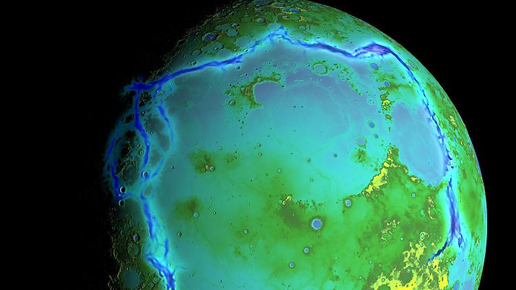 Topografie des Erdmondes, erstellt aus Daten des Lunar Reconnaissance Orbiter der NASA.